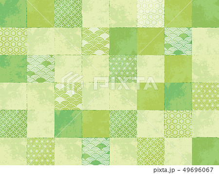 緑色の和風パターンのイラスト素材
