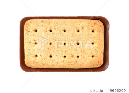 Square Chocolate Biscuits Isolated On White 49696200