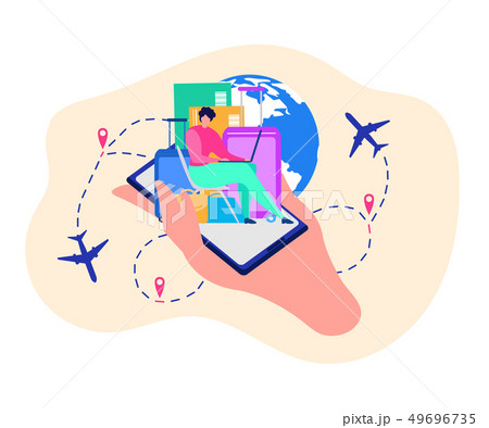 Mobile Application for Travelers Vector Concept Mobile Application for Travelers Vector Concept 49696735