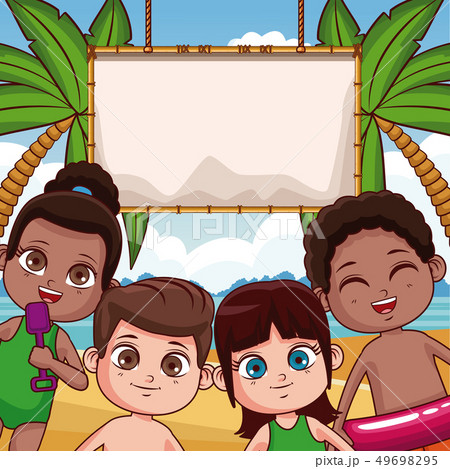 Cute kids at beach 49698295