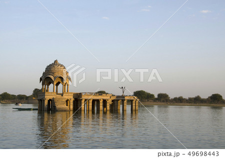 Chhatri in the middle of Gadisar Lake, Jaisalmer 49698443