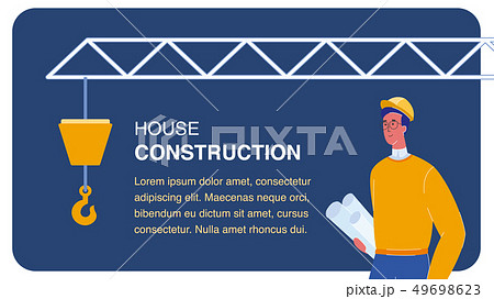 House Construction Vector Web Banner Template 49698623