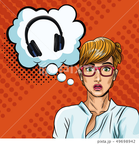 Woman with bubble pop art cartoon 49698942