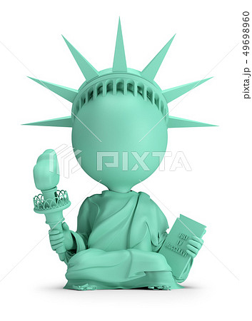 3d small people - meditating Statue of Liberty 49698960