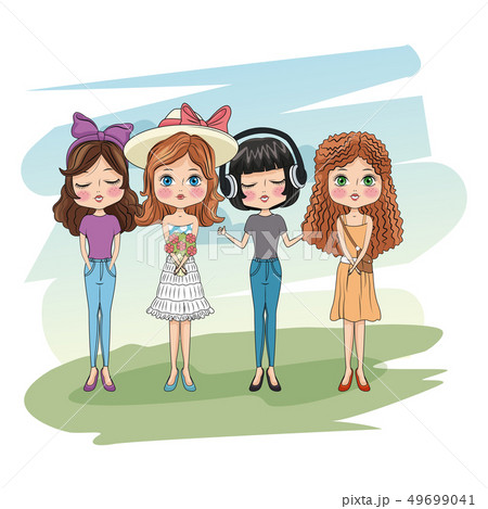 Cute girls friends cartoon 49699041