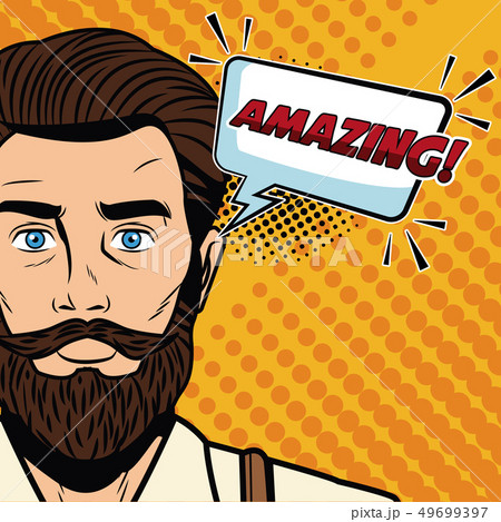 Hipster man with speakbox bubble 49699397