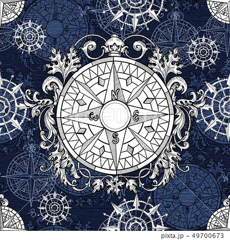 Seamless pattern with old victorian compass 49700673