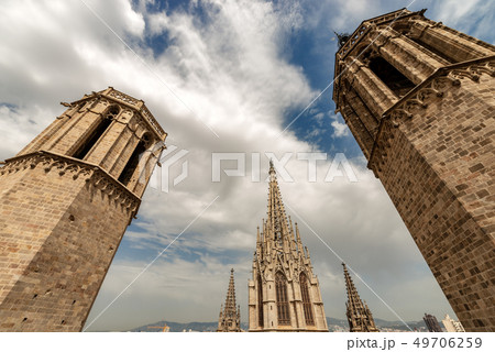 Gothic cathedral of Barcelona in Spain Europe 49706259