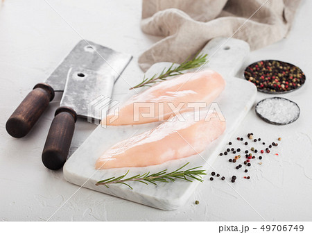 Fresh Raw Organic Chicken Fillet Breast on white 49706749