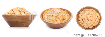 Bamboo wood bowl with organic granola cereal 49706783