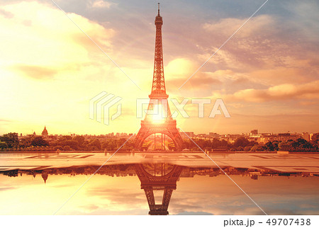 Eiffel Tower in Paris at sunset Eiffel Tower in Paris at sunset 49707438