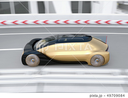 高速のカーブを通過する自動運転高級サルーンのイメージ 高速のカーブを通過する自動運転高級サルーンのイメージ 49709084