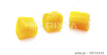 mango cube slices isolated on the white background 49710345