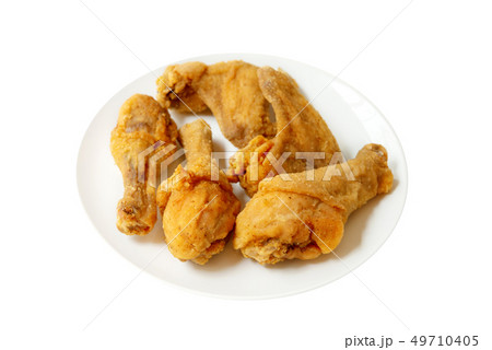 Fried chicken on plated isolated. Fried chicken on plated isolated. 49710405