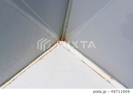 Mould in a white bathroom on the tiles and the sil Mould in a white bathroom on the tiles and the sil 49711009