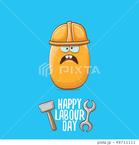 International workers day or labour day greeting card . vector funny cartoon tiny brown smiling International workers day or labour day greeting card . vector funny cartoon tiny brown smiling 49711111