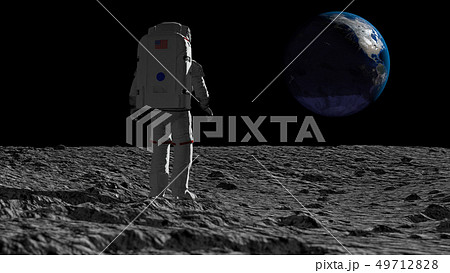 Astronaut walking on the moon and admiring the 49712828