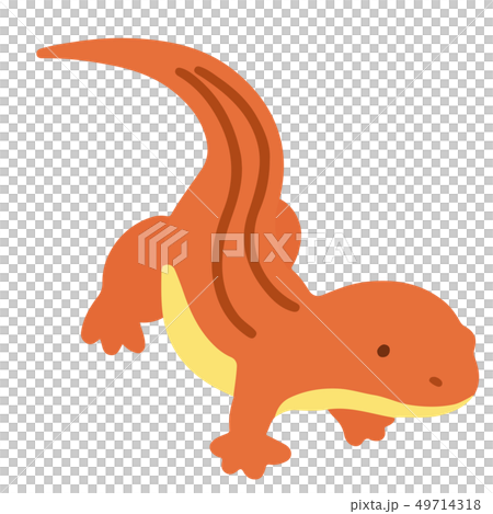 シンプルで可愛い赤いトカゲのイラスト アウトラインなしのイラスト素材