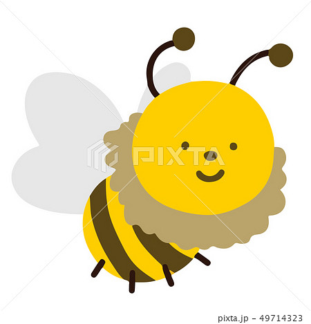 シンプルで可愛い笑顔のミツバチのイラスト 主線なしのイラスト素材