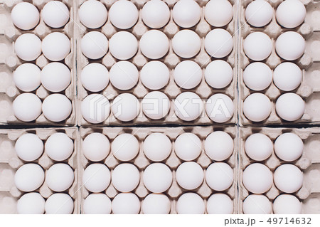 White eggs of a hen in harmless, cardboard packing on a white background. White eggs of a hen in harmless, cardboard packing on a white background. 49714632