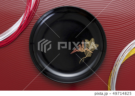 漆器のお皿イメージ（俯瞰）／銘々皿／小皿／漆器／輪島塗／水引 49714825