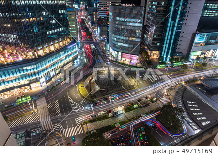 《愛知県》名古屋駅の夜景・駅前ロータリー 《愛知県》名古屋駅の夜景・駅前ロータリー 49715169