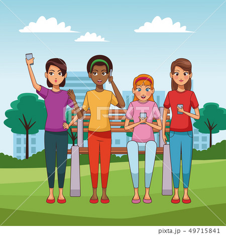 Teens with smartphones cartoons Teens with smartphones cartoons 49715841