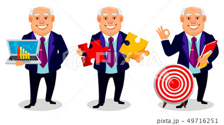 Cheerful fat business man cartoon character 49716251