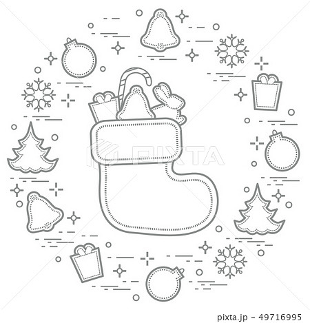 Christmas sock with gift New Year and Christmas Christmas sock with gift New Year and Christmas 49716995