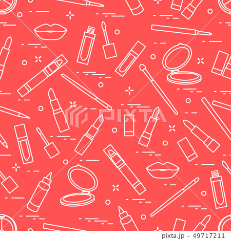 Seamless pattern of different lip make-up tools 49717211