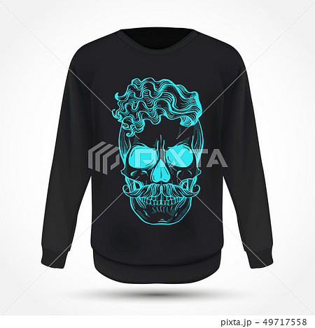 Angry skull with cirly hairstyle 49717558