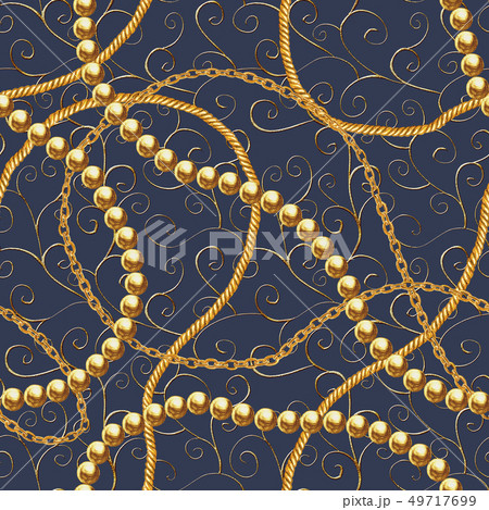 Golden chain glamour baroque style seamless 49717699