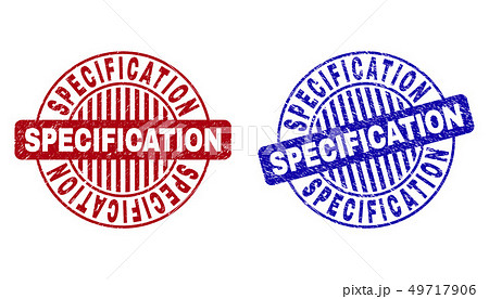 Grunge SPECIFICATION Scratched Round Stamps 49717906