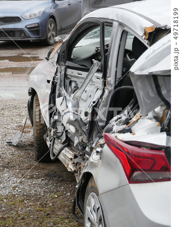 crashed Hyundai Solaris back view crashed Hyundai Solaris back view 49718199