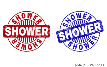 Grunge SHOWER Scratched Round Stamp Seals 49718411
