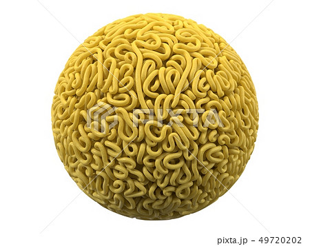 noodle in shape of ball. curly spaghetti for cooking. 3d illustration 49720202