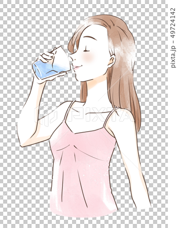 水を飲む女性のイラスト素材