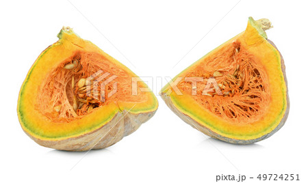 sliced pumpkin isolated on white background 49724251