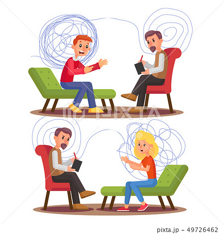 Psychiatry, Psychology Professional Consultation Vector Illustration Set 49726462