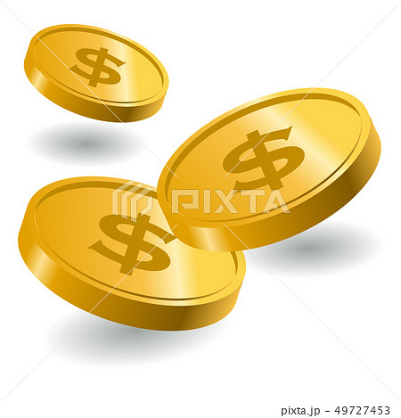 コインやメダルなどの硬貨のイラスト ポイントや富のイメージ白背景のイラスト素材