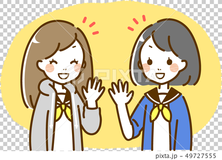 Two Girls In School Clothes Chatter Stock Illustration
