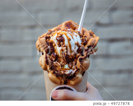 Hong Kong waffles or bubble wafer in hand 49727878