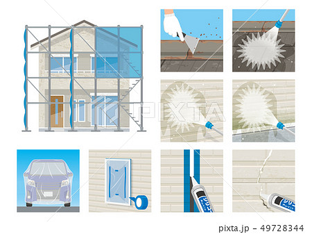 外壁塗装シリーズ 各種症状 修繕 施工のイラスト素材 [49728344] - PIXTA