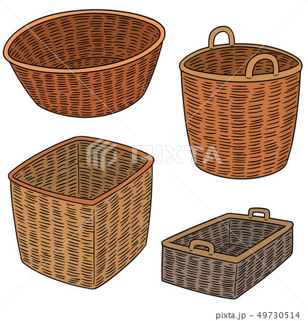 vector set of wicker basket 49730514