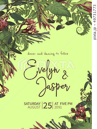 Wedding, watercolor seasonal flower card.Plants, 49731773