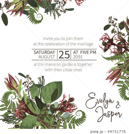 Wedding, watercolor seasonal flower card.Plants, Wedding, watercolor seasonal flower card.Plants, 49731776