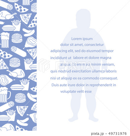 Fat man with unhealthy lifestyle symbols 49731976