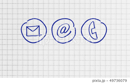 Contact options on checkered writing pad concept Contact options on checkered writing pad concept 49736079