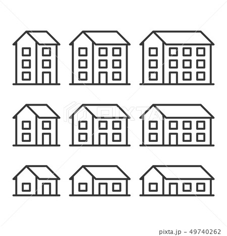 Houses Icons Set on White Background. Vector 49740262