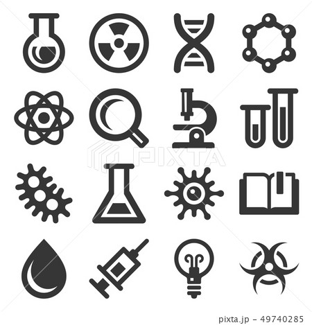 Chemistry and Science Icon Set on White Background. Vector 49740285